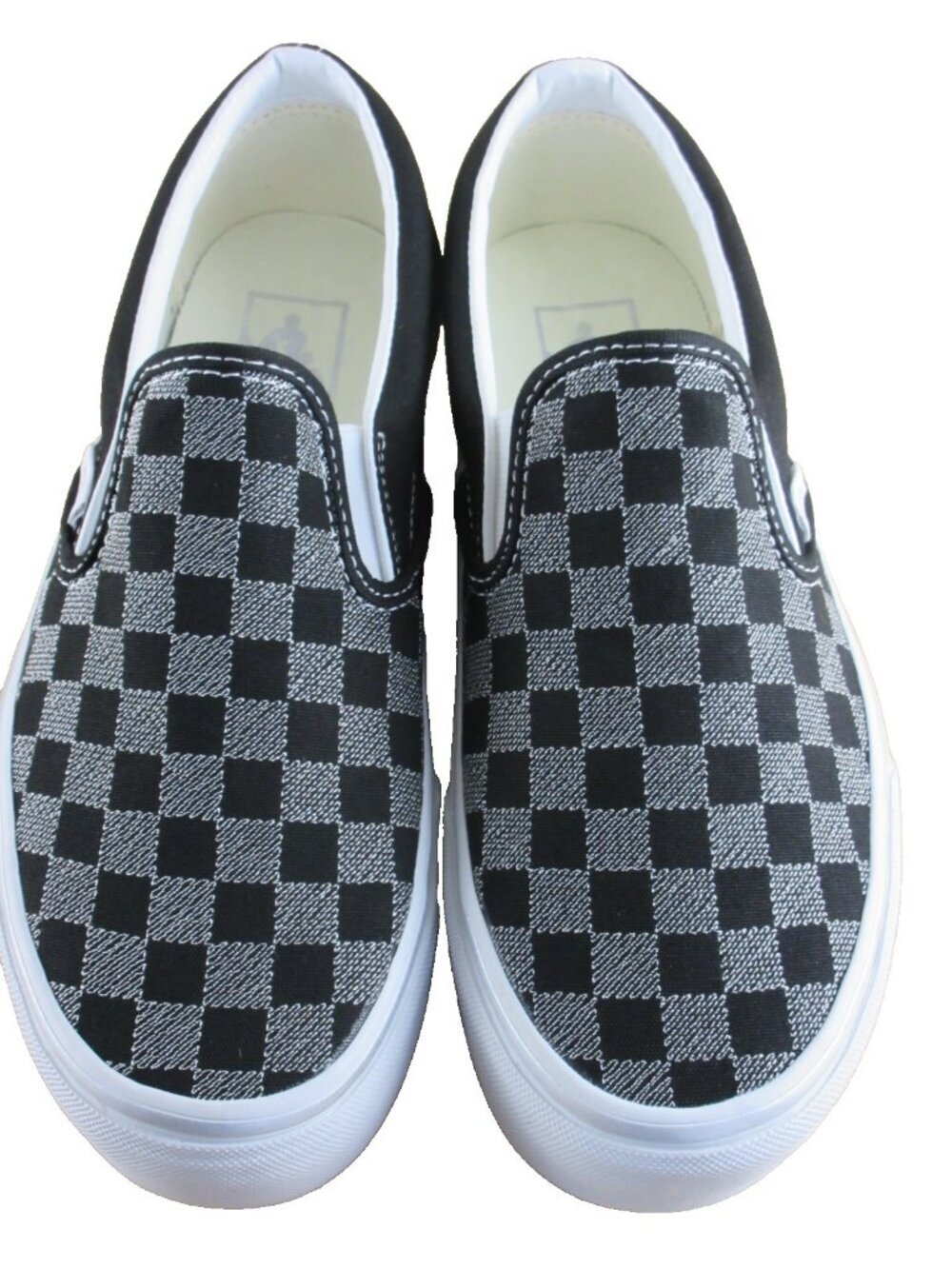 Vans Women's Classic Slip On Platform Metallic Checkerboard Black Shoes Sizes - Picture 3 of 7